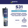 Bostik S31 Neutral Cure Sanitary Silicone Sealant 310ml White