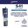 Bostik S41 Neutral Cure Window & Door Frame Silicone Sealant 310ml White