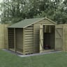 Forest Garden 4LIFE Apex Shed 6x8 Single Door 2 Windows  With Lean-To