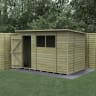 Forest Garden 4LIFE Pent Shed 10x6 Single Door 2 Windows - Installed