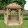 Forest Hexagonal Wooden Garden Gazebo With Cedar Roof 3m - Installed