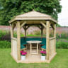 Forest Hexagonal Wooden Garden Gazebo with Timber Roof 3m Green - Installed