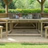 Forest Hexagonal Wooden Garden Gazebo With Cedar Roof 4.7m Cream - Installed
