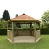 Forest Hexagonal Wooden Garden Gazebo with Cedar Roof 4.7m - Installed