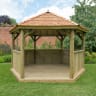 Forest Hexagonal Wooden Garden Gazebo with Cedar Roof 4m - Installed