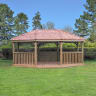 Forest Premium Oval Wooden Gazebo with Cedar Roof & Benches 6m - Installed