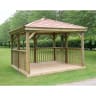 Forest Square Wooden Gazebo with Cedar Roof - with Base 3.5m - Installed