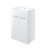 Radiance 610mm Floor Standing 2 Door Basin Unit & 1TH Thin Edge Basin White Gloss