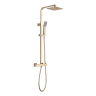 Square Thermostatic Bar Mixer with Riser Kit Brushed Brass