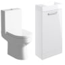 Radiance 410mm Floor Standing Basin Unit & Closed Coupling Toilet Pack White Gloss
