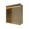 Showerwall Niche With Led Light Strip Brushed Brass 305 x 305 x 120mm