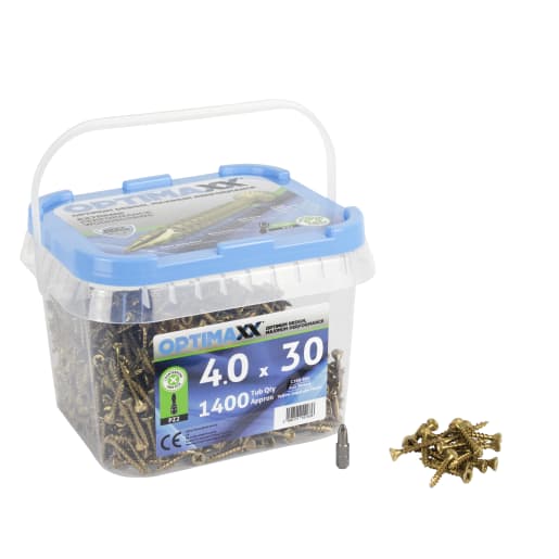 Optimaxx Extreme Performance Wood Screw Maxxtub 4.0 x 30mm Tub of 1400