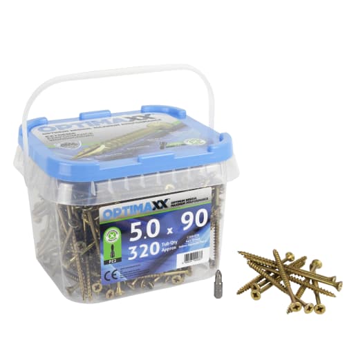 Optimaxx Extreme Performance Wood Screw Maxxtub 5.0 x 90mm Tub of 320