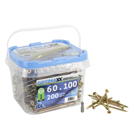 Optimaxx Extreme Performance Wood Screw Maxxtub 6.0x100mm Tub of 200