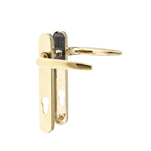 Euro UPVC Inline Lever/Lever Set 210mm with Fixings Gold