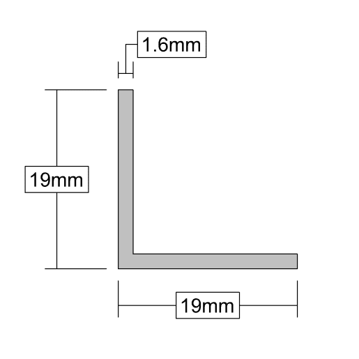 Stormguard Aluminium Angle Edging 19 x 19 x 1.6mm Mill Finish 2438mm