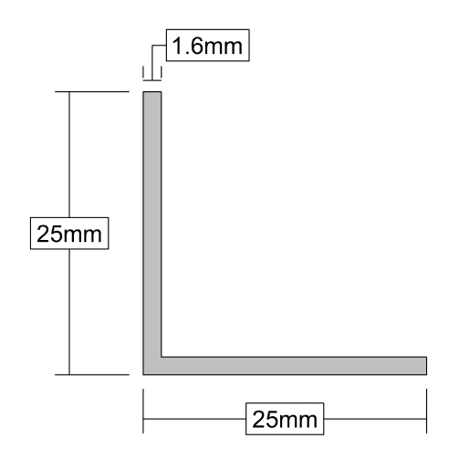 Stormguard Aluminium Angle Edging 25 x 25 x 1.6mm Mill Finish 2438mm