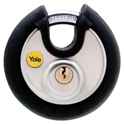 Yale Silver Series Disc Padlock Closed Shackle 70mm Chrome