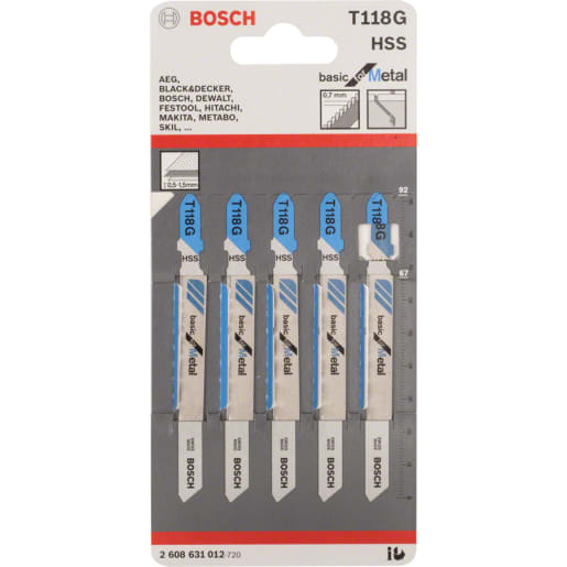 Bosch HSS T118G Jig Saw Blade 92mm Length Chrome