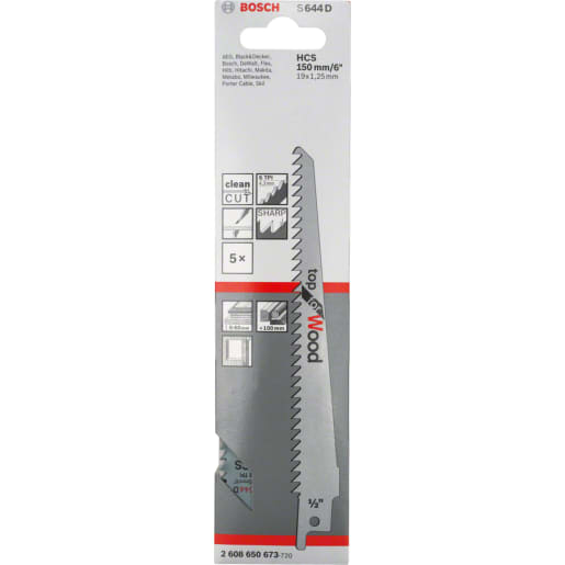 Bosch Sabre Saw Blade High Carbon Steel Top For Wood 150mm Steel