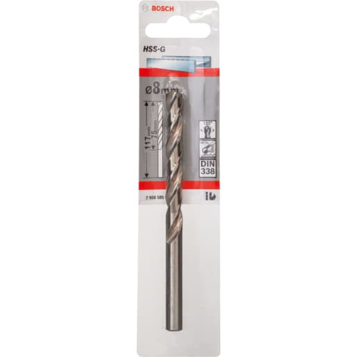 Bosch HSS-G Metal Drill Bit 117 x 8mm Silver