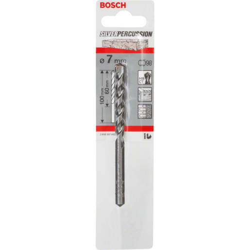 Bosch Silver Percussion Masonry Bit 7 x 60mm Chrome Plated