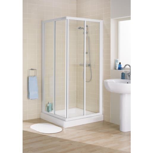 Lakes Classic Corner Entry Silver Frame 800 x 1850mm