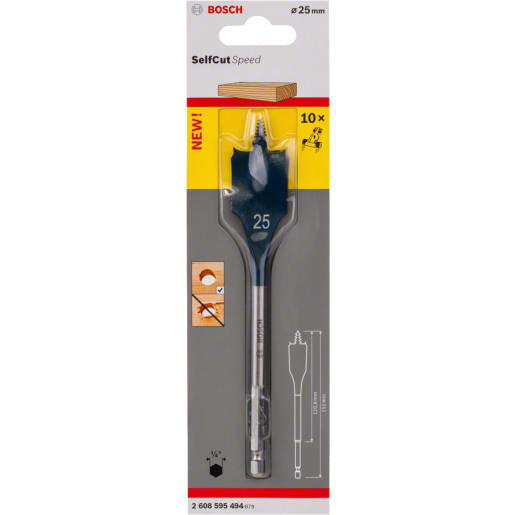 Bosch Self Cut Flat Hex Shank Wood Drill Bit 25mm