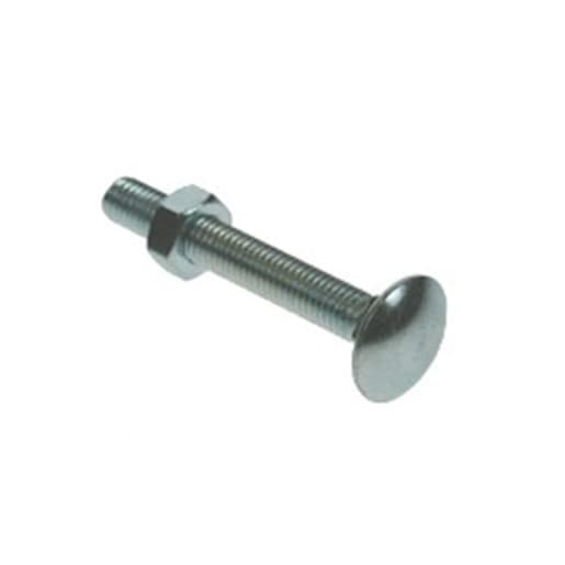 Cup Square M6 Carriage Bolt & Nut 150mm L Bright Zinc Plated