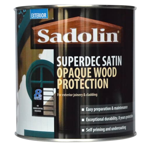 Sadolin Superdec Satin Opaque Wood Protection 1.0L Super White