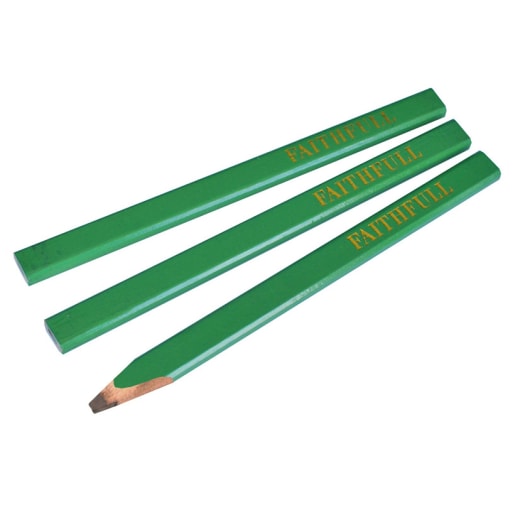 Faithfull Carpenter's Pencils Green/Hard Pack of 3