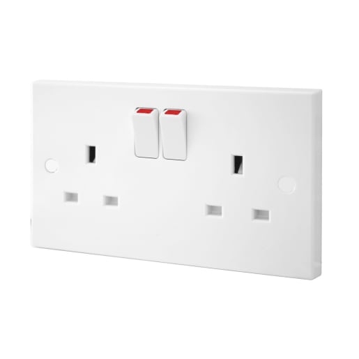 BG Electrical 2 Gang 13A Switch Socket Switched Double Pole White