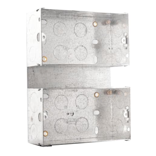 BG Electrical Steel Knockout Box 2 Gang 47mm Silver