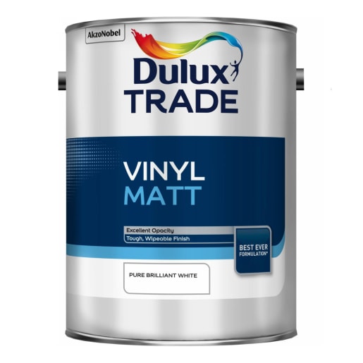 Dulux Trade Vinyl Matt Paint 5L Pure Brilliant White