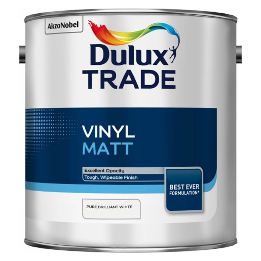 Dulux Trade Vinyl Matt Paint 2.5L Pure Brilliant White