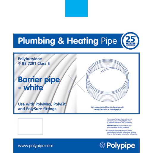 Polypipe PolyFit Barrier Pipe Coil 15mm x 25m White