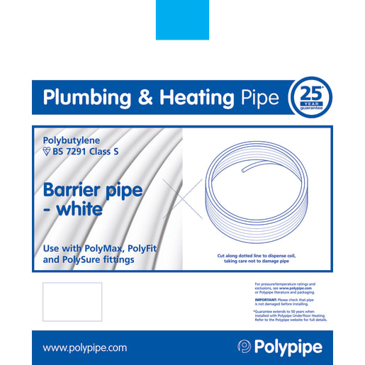 Polypipe PolyFit Barrier Pipe Coil 25m x 22mm White 
