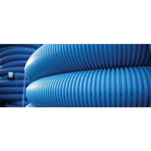 Polypipe Perforated Land Coil Drain with Coupling 25m x 100mm Blue