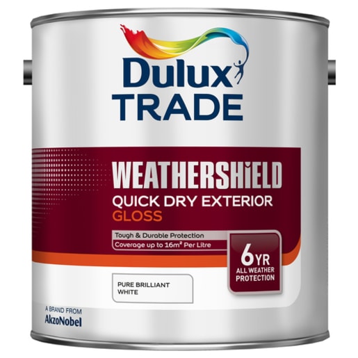 Dulux Trade Weathershield Exterior Gloss Paint 2.5L Brilliant White