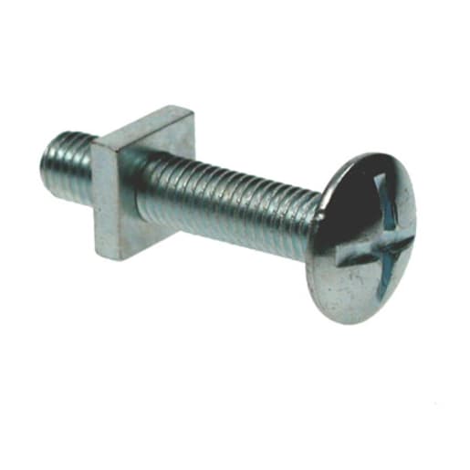 Roofing Bolt and Nut M6 x 25mm Dia Zinc Plated