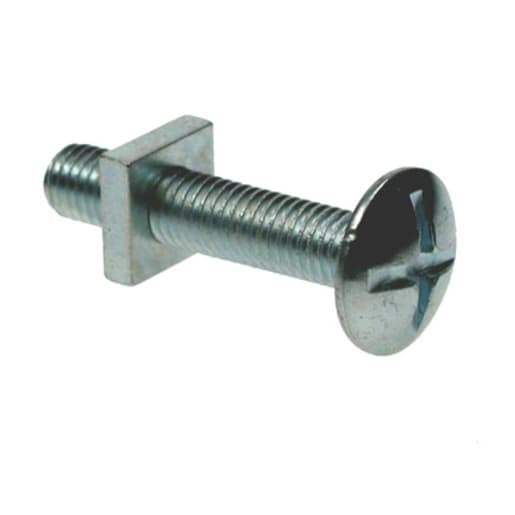 Mushroom Head Roofing Bolts and Nuts M6 40mm L Bright Zinc Plated