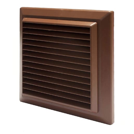 Domus Ventilation Grille With Flyscreen 155 x 155 x 45mm Brown