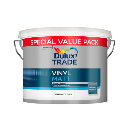 Dulux Trade Vinyl Matt Paint 7.5L Pure Brilliant White