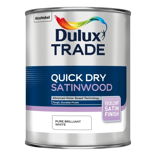Dulux Trade Quick Dry Satinwood Paint 1L Pure Brilliant White