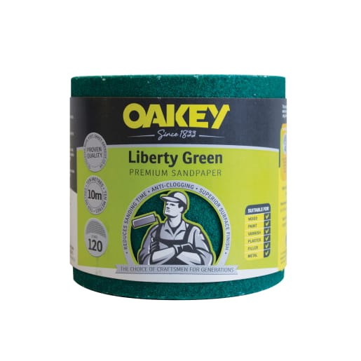 Oakey Liberty Green sandpaper roll 115 x 10m 120 grit