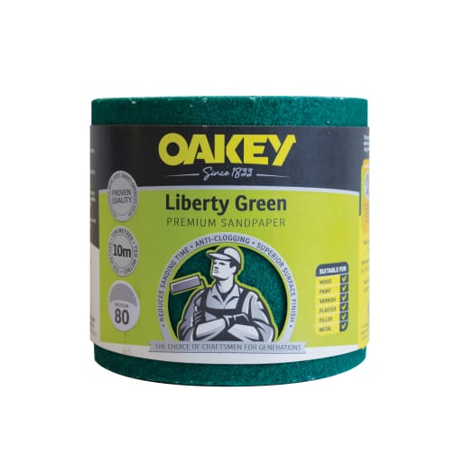 Oakey Liberty Green Sandpaper Roll 115 x 10m 80 grit