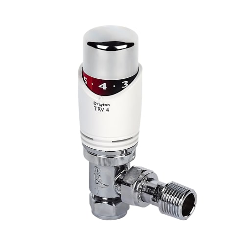 Drayton TRV4 Valve Angled 15mm White & Chrome