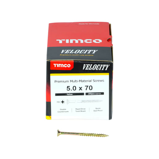 TIMco Velocity Premium Wood Screw 70 x 5mm (L x Diameter) Box of 200