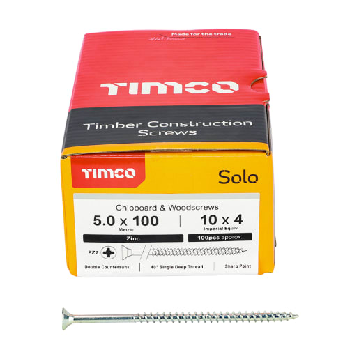 TIMCO Double Countersunk Solo Woodscrews 100 x 5mm 100 Pieces