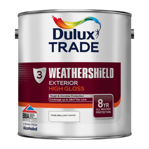 Dulux Trade Weathershield Exterior Gloss Paint 2.5L Brilliant White